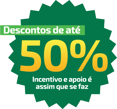 Descontos de até 50% - Incentivo e apoio é assim que se faz
